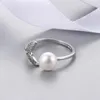 Cluster Rings Natural Freshwater Pearl Micro Diamond Zircon Fishtail Ring Fashionable Personality Niche Versatile Opening Adjustable