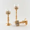 Candele Candele votive in metallo oro candelabro elegante in vetro candelabello da tavolo arredamento per matrimoni Candelabra