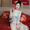 Vêtements ethniques Vêtements chinois pour femmes Réduction blanche Xiuhe Bride Robe de mariée Toasting Cabinet Tassel Pearl Tang Suit