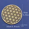 Table Mats 10pcs/lot Flower Of Life Natural Symbol Wood Round Edge Circles Carved For Stone Crystal Set DIY Decor Pads