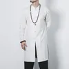 Men's Casual Shirts Chinese Style Spring And Autumn Buttoned Cotton Linen Hanfu Medium Length Long Sleeved Shirt Jacket