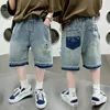 Hosen 4 6 8 10 12 14 Teen Jungen Denim Shorts Sommer Spodnie Kinderloch Jeans Capris Knie Länge Kinder Casual Hosen Jean Enfant Garcon