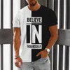 Mens Breathable Fitness Sports Short Sleeve Boutique Fashion Letter Element Printed T-Shirt Summer Casual Undershirt Mens Top 240412