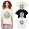 Meichao RH High Street Lake Coconut Tree Landscape Imprimée T-shirt à manches courtes en coton pur pour hommes et femmes