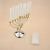 キャンドルホルダーホルダーHanukkah Menorah Candlestick Jewish Stand Metal Chanukah Branch Desktop Candelabra Party Table Cups Israel Pillar