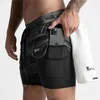 Running Shorts Männer mit einem gesäumten Sommer Schnell trockener Sport -Fitness -Shorts 2 in 1 Fitnesstraining Workout Sportshorts männlich 240409