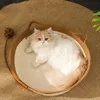 Kimpets Kedi Yatağı Pet Nest Saf Manuel Rattan Dokuma Cattailgrass Scratch Tahtası Çıkarılabilir Yıkanabilir Kış Sıcak Ped Allseason 240410