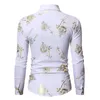 Mens Gold Rose Floral Print Shirts Brand Floral Steampunk Chemise White à manches longues Bronzing Camisa Masculina 240403