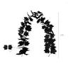 Fleurs décoratives Simulate Rattan Thanksgiving Wall Decoration pour Home Halloween Black Wreath Party Wedding