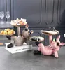 Hartshundstaty butler med bricka för lagringsbord levande rum franska bulldogprydnader dekorativa skulptur hantverk gåva 2205263990721