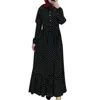 Ubranie etniczne Ramadan muzułmańskie kobiety polka kropka maxi sukienka retro vintage abayas Dubai Turkey Kaftan Arabii arabska Marocain Jalabiya