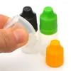 Förvaringsflaskor 50 st påfyllningsbar tom 5cc mjuk pe plast droppflaska med barnsäker lock 5 ml eterisk olja parfym e flytande nålflaska