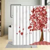 Shower Curtains Pretty Heart-Shaped Tree Print Bathroom Romantic Valentine's Day Curtain Girls Gift Waterproof Bathtub Decor