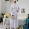Ubranie etniczne 3 -częściowy zestaw muzułmańskie kobiety otwarte Abaya Skromne stroje Kimono Sukienka z okładu Suit Dubai Kaftan Turkish Islamska szata