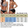 Swimwear féminin Femmes Bikini Ensemble sexy plage Wear Bandage Bandage pour dames Plaid Two Piece Swimming Suite de baignade