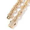 Hip Hop 14mm CZ Locks Chain Full Iced Cuban Link Gold Ploated Miami ketting Lock Chain For Women Man