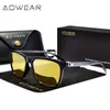 AOWEAR HD NIGHT VISION GLASSES MENアルミニウムイエローレンズサングラス男性偏光ナイトセーフドライビングゴーグルOCULOS GAFAS DE SOL 240410