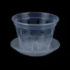 1PCフラワーポットガーデンプランター排水穴透明なランバスケットプラスチック製の通気性のある植木鉢アクセサリー240409