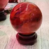 Decorative Figurines Healing Products Natural Quartz Red Smelting Stone Crystal Ball Spheres For Reiki