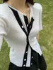 Magliette da donna maglione Slim Casual Slim Women Summer Maniche corta Breaste Patchwork Korean Fashion Tops Office Lady Clothing