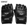 Gobygo Half Finger Boxing Gloves PU Leather MMA Fighting Kick Bokshandschoenen Karate Muay Thai Training Workout Handschoenen Kids Men 240409