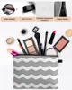 Cosmetic Bags Gray Ripple Stripes Waves Makeup Bag Pouch Travel Essentials Lady Women Toilet Organizer Kids Storage Pencil Case