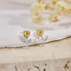 Boucles d'oreilles S925 Fleur d'oreille en argent Petit jaune mignon et frais de la campagne