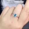 Anelli a grappolo Kjjeaxcmy Fine Jewelry 925 Sterling Silver Natural London Blue Topaz Women Simple adorabile Rettangolo Cinese GEM in stile cinese