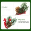Decorative Flowers Fake Burgundy Berries Picks Artificial Pine Cone Christmas Decor Desktop Adornment Tree Branches