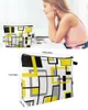 Косметические мешки скандинавские ретро -средневековые геометрические абстрактные желтые пакеты для макияжа мешочек женщин Оправдатель Организатор Хранение Карандаш