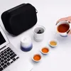 Ensembles de voies de thé Thé à trame de traduction en plein air portable un pot et trois tasses de kungfu en céramique