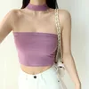 Camisoles tankar modestil retro jungfru sexig off-shoulder slim-fit halter ärmlös rör topp i-formad väst yttre slitage bas