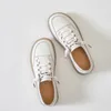 Casual Shoes Cowhide Soft Sole Small White Female 2024 Summer Light Luxury Lace Up One Step Flat Bottom Women's Board