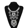 Choker Gypsy türkis Frauen Halsketten Vintage ethnische Quasten -Anhänger Bohemian geschnitzte Aussage Feminina