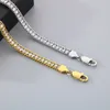 Charmarmband Creative rostfritt stål Zirkonia Tenniskedjelekband för män Kvinnor Personlig guldfärghalsbands trend gåva