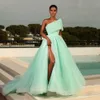 Sky Blue Prom Dresses Aso Ebi Plus Size One Shoulder A-Line Evening Gowns African Formal Party Dress 2024 New Plus Size