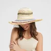 Berets Women's Spring And Summer Models Of Multi-color Paper Rope Crochet Hat Outside The Trip Vacation Sunscreen Sun Beach