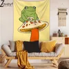 Tapestries Frog Mushroom Tapestry Trippy Moon Stars Squirrel Fantasy Plants lämnar Forest Colorful Wall Hanging Room