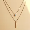 Colliers pendants Collier de zircon en cristal double couche pour femmes Génér