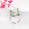 Cluster anneaux exquis Clear Green Stone Finger pour les femmes 925 ACCESSOIRES D'ARGENT STERLING assez beaux biens rapides