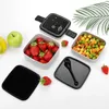 Dinnerware Black Space Bento Caixa de vazamento Recipiente à prova de vazamentos para crianças Universo Planets Sistema solar e duplo personalizado branco