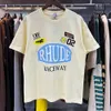 Rhude Shird Shirt Sleeves Mens Shirts Rhude Shorts女性スウェットパンツHight Quality Shirt Clothing Summer Luxury Cotton Letter Printing Tops Beach Style Tシャツ