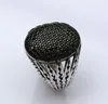 925 Sterling Silver Hollow Design Multi Black CZ Stones Inlaid Cocktail Rings For Men Oval Shape Turkey Jewelry4649447