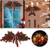 Decorative Flowers Christmas Decoration Berry Garland Front Door Wreaths Wall Hanging Ornaments For Home Decor Artificial Berries Pine