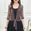 Vestes pour femmes Elegant Net Yarn Coat Ladies Fashion Tops Summer Color Couleur solaire 2024 Vêtements à manches longues