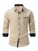 Men's Dress Shirts Shirt Spring Autumn Color Matching Long-sleeved Business Slim Casual Lapel Fashion Trend Cardigan Top