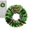 Dekorativa blommor St Patrick's Day främre dörrskylt Irish Clover Wreath Grön Välkommen för lyckliga rustika runda kransar