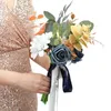Fleurs de mariage Bouquet de mariée vintage tenant des fleurs rose de pivoine artificielle pour les centres de table de table de fête décor