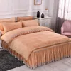 Ensembles de literie en velours en velours quatre pièces Coral Flange Bed Sceau de couvre-lit de couette