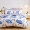 Set di biancheria da letto kit da letto di coppia romantico set 5 dimensioni blu grigio lino estivo 4pcs/set copripiumino foglio pastorale